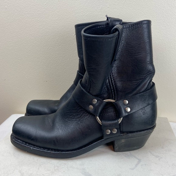 FRYE BLACK LEATHER HARNESS MOTORCYCLE MOTO BOOTS - Picture 10 of 14